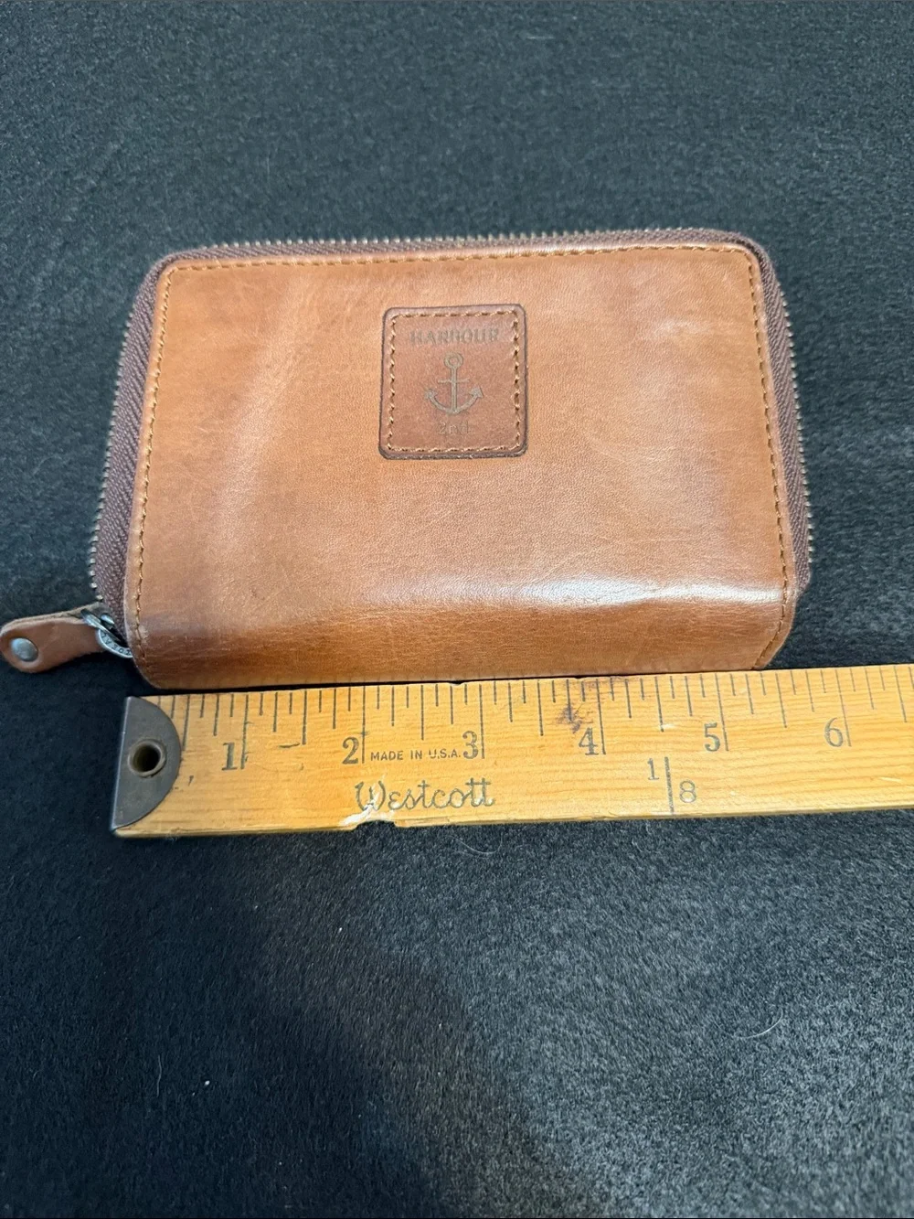 Harbour Compact Zip-Around Wallet in Brown Leather